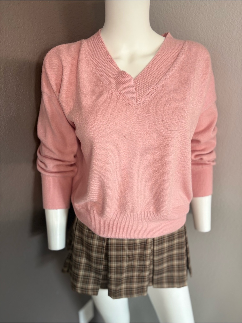 Philosophy Soft Pink V-Neck Pullover Sweater